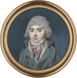 Los 6533 - Sicardi, Louis Marie - Miniatur Portrait eines jungen Mannes mit gestreiftem Halstuch - 0 - thumb