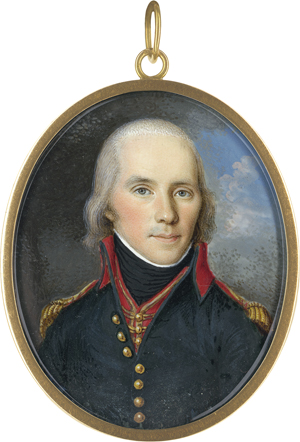 Lot 6537, Auction  122, Mosbrugger, Wendelin, Miniatur Portrait eines jungen Offiziers genannt Frédéric Marizy in blauer Uniform