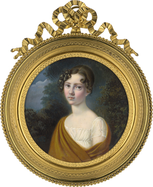 Lot 6542, Auction  122, Brunschweiler, Hans Joachim - In der Art, Miniatur Portrait eines jungen Mädchens in Weiß vor Nachthimmel