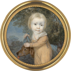 Los 6547 - Französisch - um 1820. Miniatur Portrait eines kleinen Jungen mit Hund - 0 - thumb