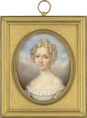 Los 6551 - Französisch - um 1820/1825. Miniatur Portrait einer blonden jungen Frau in weißem Kleid - 0 - thumb