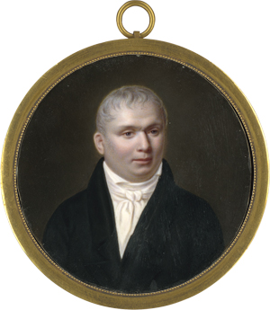Lot 6556, Auction  122, Duchesne, Jean-Baptiste-Joseph - zugeschrieben, Miniatur Portrait eines jungen Mannes in schwarzer Jacke und weißer Halsbinde