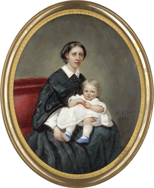 Lot 6560, Auction  122, Le Chenetier, Ambroise-Charlemagne-Victor, Miniatur Portrait der Madame Vanier, Tochter des Künstlers, mit Baby