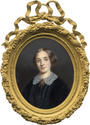 Los 6564 - Pommayrac, Pierre-Paul-Emmanuel de - Umkreis - Miniatur Portrait einer jungen Frau in schwarzem Kleid mit weißem Spitzenkragen - 0 - thumb