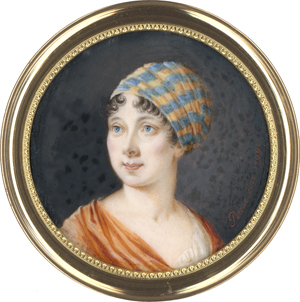 Lot 6575, Auction  122, Peroux, Joseph Nicolaus, Miniatur Portrait einer jungen Frau mit gestreiftem Turban