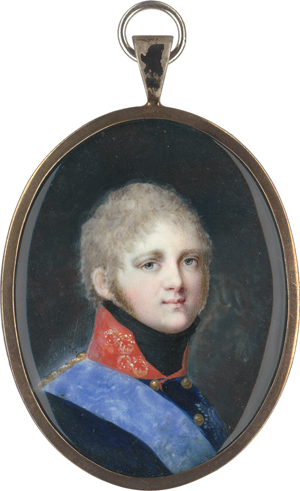 Lot 6584, Auction  122, von Kügelgen, Gerhard - zugeschrieben, Miniatur Portrait des Zaren Alexander I. von Russland in blauer Uniform mit rotem Kragen