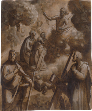 Lot 6626, Auction  122, Sorri, Pietro, Christus auf Wolken erscheint Heiligen