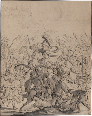 Los 6654 - Niederländisch - um 1630. Schlachtenszene mit Alexander dem Großen - 0 - thumb