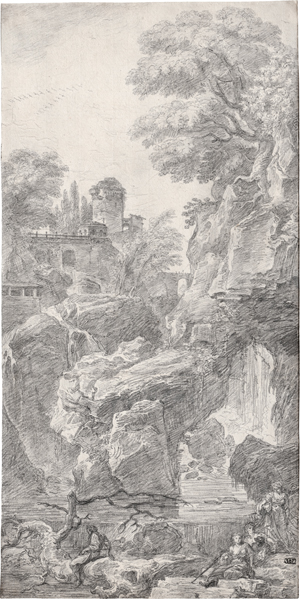 Lot 6665, Auction  122, Robert, Hubert, Landschaftscapriccio mit einem Wasserfall
