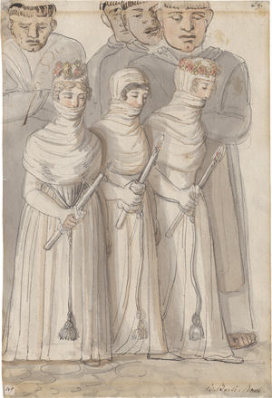 Lot 6707, Auction  122, Bansi, Anna Barbara Babette, Römische Prozession mit drei kerzentragenden Mädchen