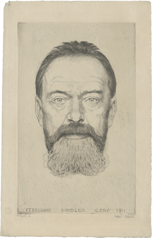 Lot 7082, Auction  122, Orlik, Emil, Portraitkopf Ferdinand Hodler en face (Der Maler Ferdinand Hodler)