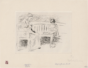 Lot 8023, Auction  122, Liebermann, Max, Wärterin mit Kind auf einer Gartenbank