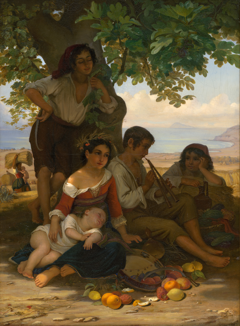 Lot 6091, Auction  122, Moser, Julius, Sizilianische Kinder bei der Mittagsrast während der Sommerernte