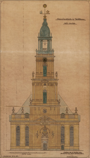 Lot 224, Auction  123, Damlitz, J. V., Garnisonkirche in Potsdam. Kolorierte Schnittzeichnung