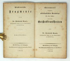 Lot 311, Auction  123, Groos, Friedrich, Entwurf einer philosophischen Grundlage für die Lehre von den Geisteskrankheiten