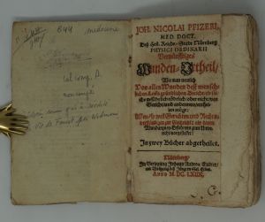 Lot 325, Auction  123, Pfizer, Johann Nicolai, Vernünfftiges Wunden-Urtheil