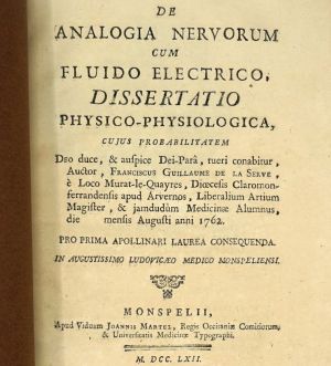Los 353 - La Serve, François Guillaume de - De analogia nervorum cum fluido electrico - 0 - thumb