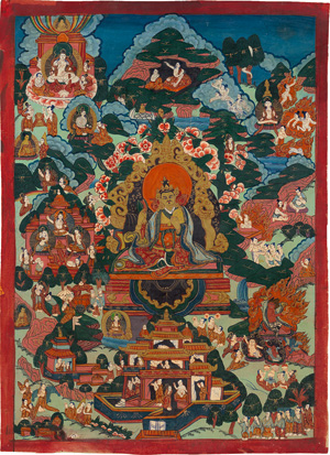 Los 450 - Thangka - Tsongkhapa. Buddha Bodhisattvas. Tibetische Thangka - 0 - thumb