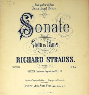 Lot 581, Auction  123, Strauss, Richard, Sonate (Es dur) für Violine und Klavier, Op. 18. 