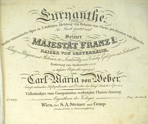 Lot 588, Auction  123, Weber, Carl Maria von und Lehmann, Emilie, Euryanthe. Vollständiger Clavier-Auszug