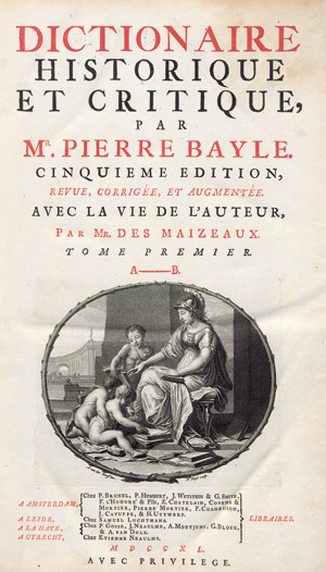 Lot 688, Auction  123, Bayle, Pierre, Dictionaire historique et critique. Cinquième édition