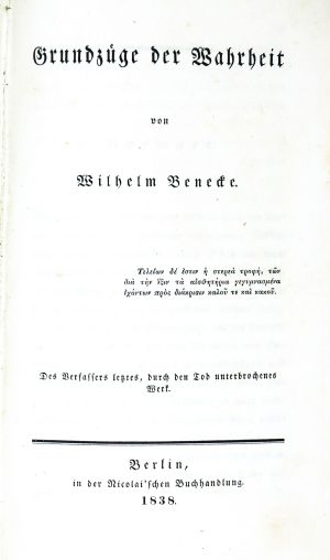 Los 2171 - Benecke, Wilhelm - Grundzüge der Wahrheit - 0 - thumb