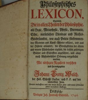 Los 2195 - Walch, Johann Georg - Philosophisches Lexicon - 0 - thumb