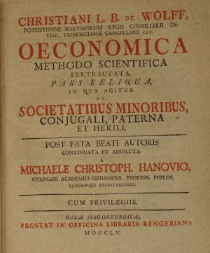 Los 2198 - Wolff, Christian - Oeconomica methodo scientifica pertractata - 0 - thumb