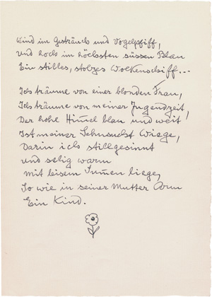 Lot 2327, Auction  123, Hesse, Hermann, Gedichtmanuskript mit Aquarell