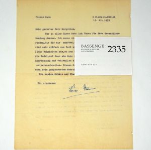 Lot 2335, Auction  123, Mann, Thomas, Brief 1953 an Hans Margolius