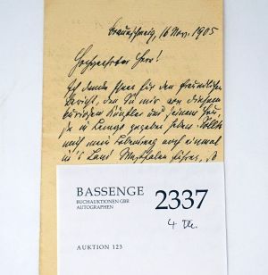 Los 2337 - Raabe, Wilhelm - Brief an Ludwig Mauke - 0 - thumb