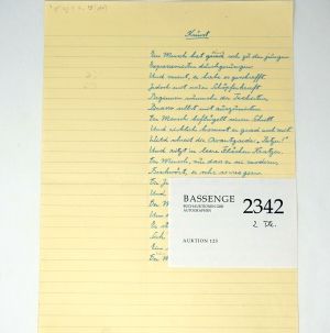 Lot 2342, Auction  123, Roth, Eugen, 2 Gedicht-Manuskripte
