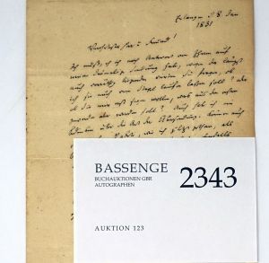 Lot 2343, Auction  123, Rückert, Friedrich, Brief 1831