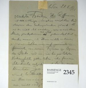 Lot 2345, Auction  123, Schnitzler, Arthur, Brief 1924