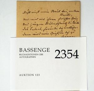 Lot 2354, Auction  123, Tiedge, Christoph August, Signiertes Gedichtmanuskript 1825