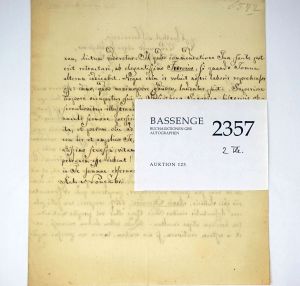 Lot 2357, Auction  123, Böhme, Johann Gottlob, Brief 1765 an Mercieri