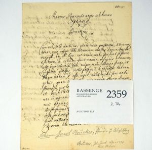 Los 2359 - Brucker, Johann Jacob - Brief 1750 an einen Kollegen - 0 - thumb