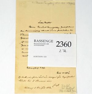 Lot 2360, Auction  123, Dilthey, Wilhelm, Brief an Ernst Friedel