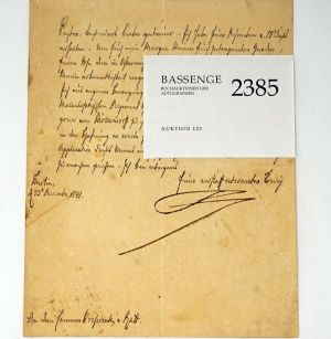 Lot 2385, Auction  123, Friedrich II., der Große, Brief an Heinrich Christoph von Katte