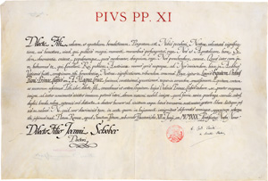 Los 2399 - Pius XII., röm. Papst - Signierte Urkunde als Kardinal - 0 - thumb