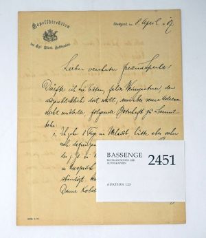 Los 2451 - Schillings, Max von - Brief 1917 an Richard Specht - 0 - thumb
