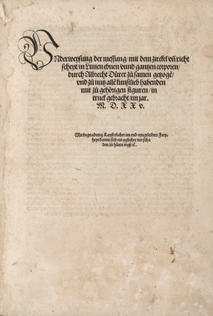 Dürer, Albrecht, Underweysung der messung. Erster Druck der EA