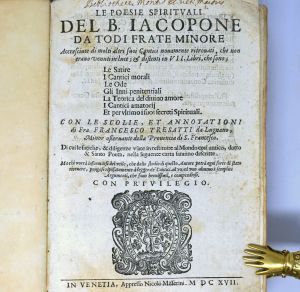 Lot 2647, Auction  123, Iacopone, Benedictis de, Le poesie spirituali