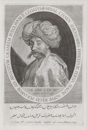 Los 2680 - Sadeler, Aegidius - Zeynal Khan (Synal Chaen). Der persische Botschafter am Kaiserlichen Hof Porträt in Kupferstich. - 0 - thumb