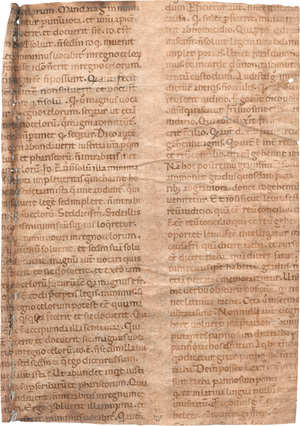Lot 2813, Auction  123, Augustinus, Aurelius, De sermone Domini in Monte. Einlzelblatt-Fragment einer lateinischen Handschrift auf Pergament
