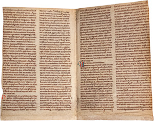 Lot 2824, Auction  123, Sermones in prophetas, Doppelblatt einer lateinischen Handschrift auf Pergament. 