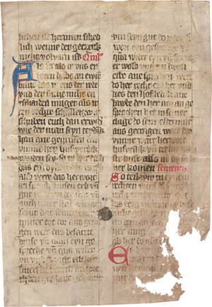 Los 2882 - Schöppensprüche -  Deutsche Handschrift auf Pergament. Einzelblatt  - 0 - thumb