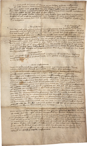 Los 2888 - Landshuter Schatzverzeichnis - Deutsche Handschrift auf Pergament. 1 Bl. mit 2 S. Ca. 56 Zeilen.  - 0 - thumb