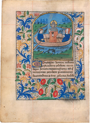 Lot 2893, Auction  123, Fischpredigt des Heiligen Antonius, Einzelblatt eines spätmittelalterlichen Stundenbuchs auf Pergament 