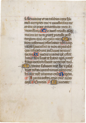 Lot 2894, Auction  123, Einzelblatt einer liturgischen Handschrift, Lateinische Handschrift auf Pergament um 1450